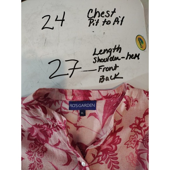 💸$10 Rosegarden Women's XL Floral Pink Peplum Style Button Up Blouse - Picture 3 of 4